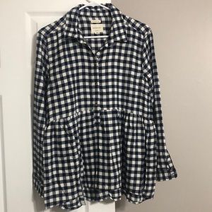 Navy Blue Checkered Top